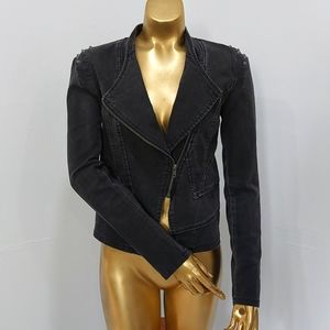 Kardashian Kollection Denim Moto Jacket